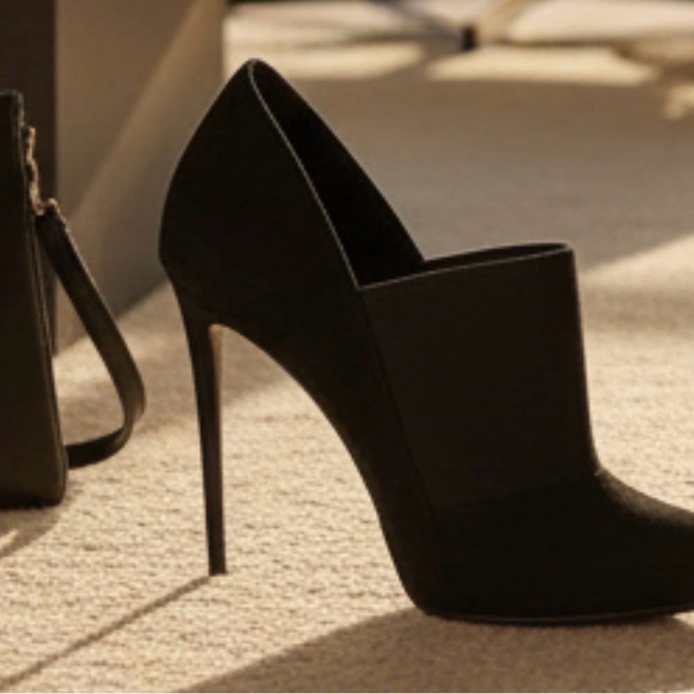 Black Suede Stiletto 8.5 4 Inch Heels Spain Made Shoes Leather European Brand - Picture 3 of 13